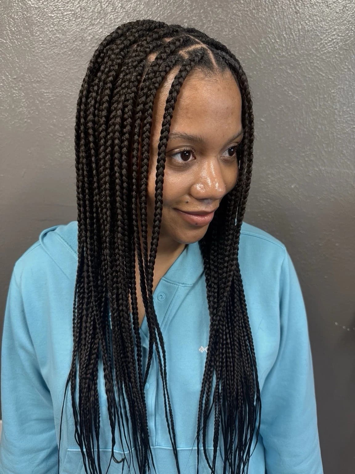 Long braids with straight ends