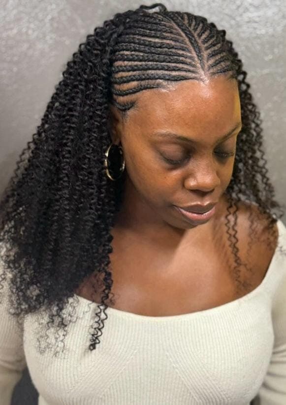 Cornrows with Curls by Pejah Braiding