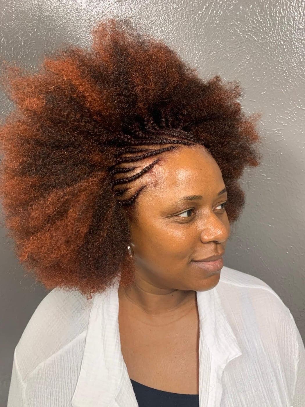 Afro with Braided Detail by Pejah Braiding