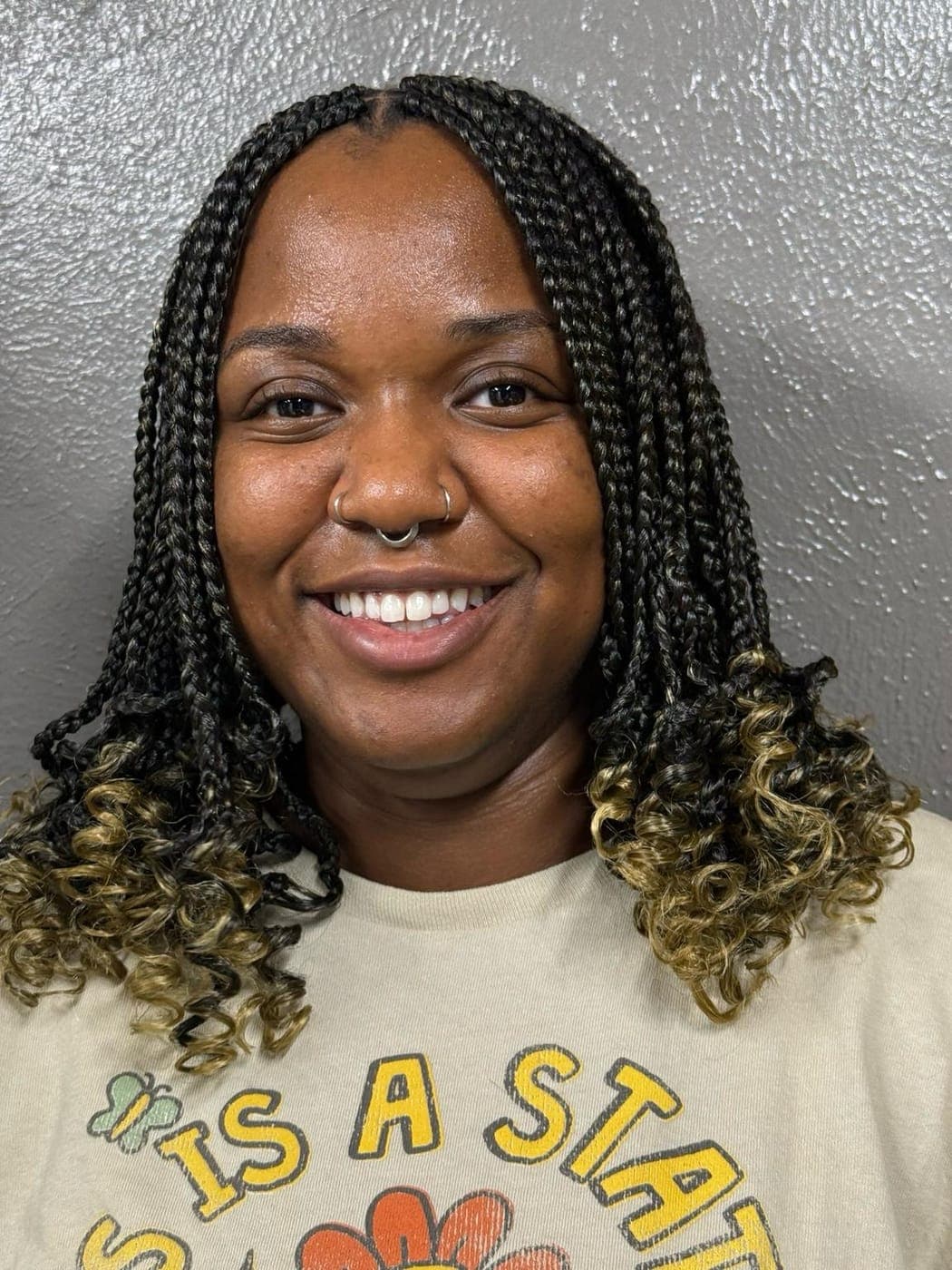 Shoulder-Length Braids with Curls — Pejah client
